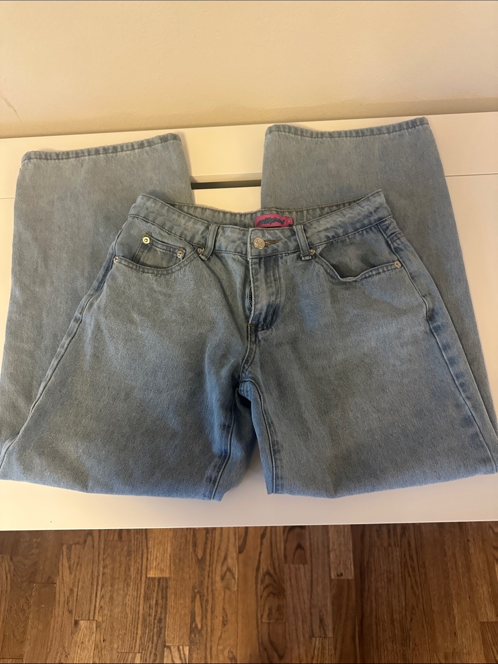 Edikted womens Relaxed Light Blue Denim Jeans